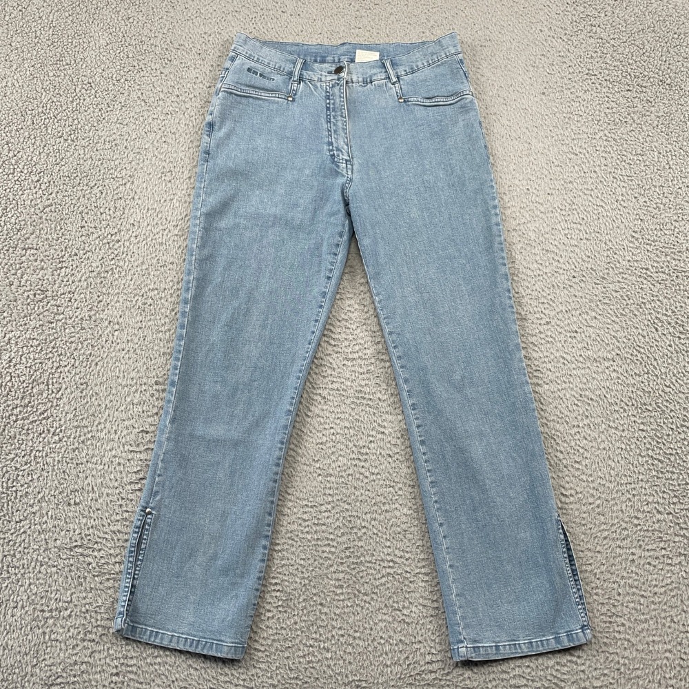 Blue Willi's Jeans Women 38 Blue Light Wash Straight Leg Side Slit Denim Stretch